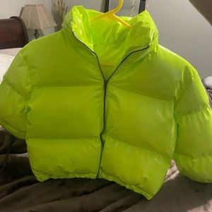 Green puff jacket